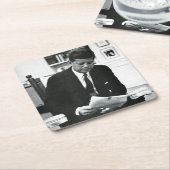 Foto van John F. Kennedy 2 Vierkante Kartonnen Onderzetter (Schuin)