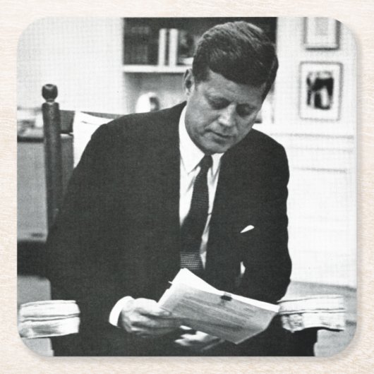 Foto van John F. Kennedy 2 Vierkante Kartonnen Onderzetter (Voorkant)