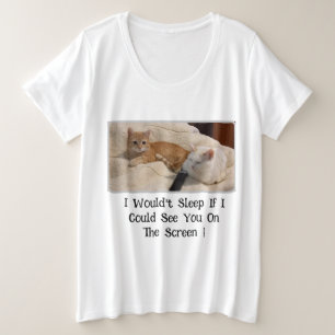 Foto van katten, grappige tekst op beide zijden, v grote maat t-shirt