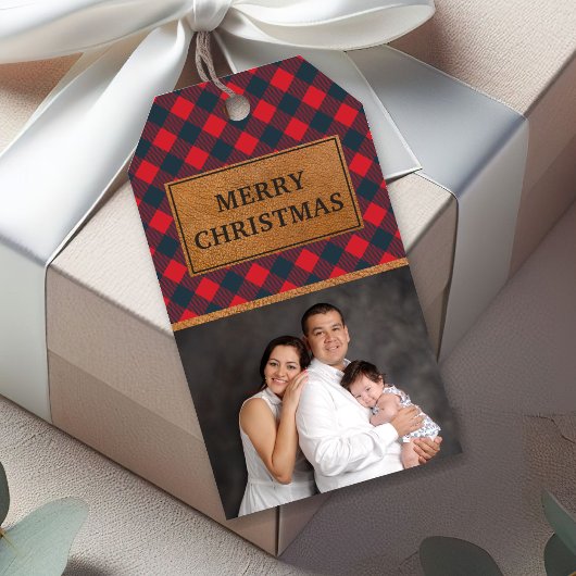 Foto van Kerstmis van de Plaid van de Buffels van Cadeaulabel