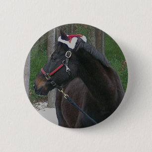 foto van kerstpaard ronde button 5,7 cm