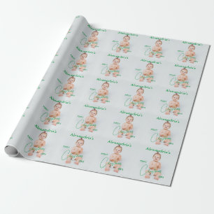 Foto van kind uploaden Eerste Kerstmis Cadeaupapier