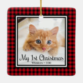 Foto van Kitten met 1 Kerstmis 2 Keramisch Ornament (Achterkant)