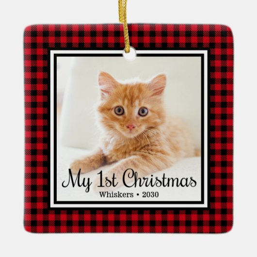 Foto van Kitten met 1 Kerstmis 2 Keramisch Ornament (Voorkant)