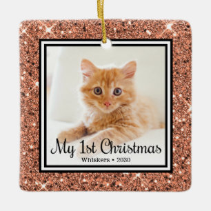 Foto van Kitten met 1 Kerstmis 2 Keramisch Ornament