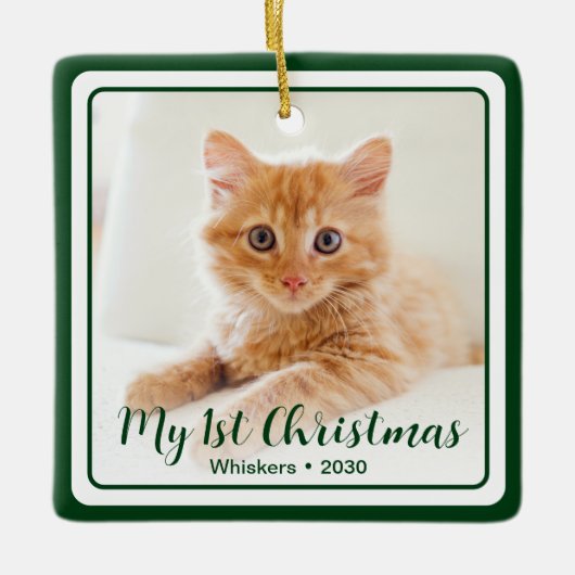 Foto van Kitten met 1 Kerstmis 2 Keramisch Ornament (Voorkant)