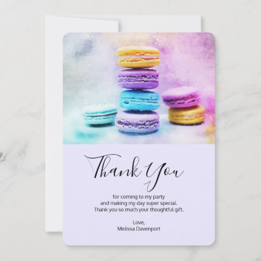 Foto van kleurrijke Macarons Bedankkaart (Voorkant)