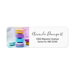 Foto van kleurrijke Macarons Etiket
