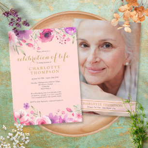 Foto van Life Blush Pink Gold Floral Kaart