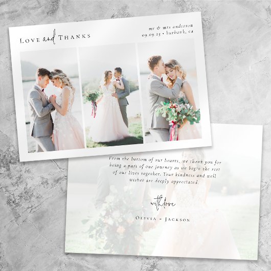 Foto van Love and Bedankt Script Collage Wedding Kaart