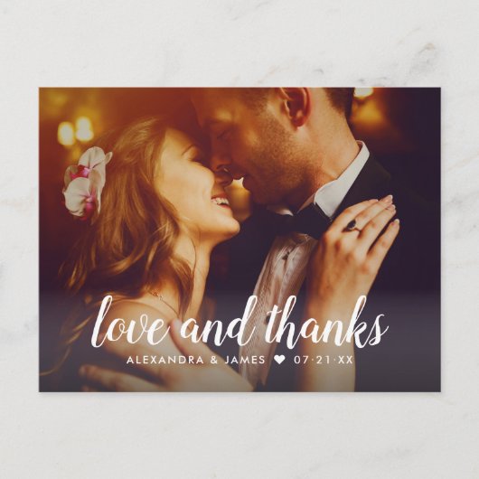 Foto van Love and Bedankt Script Weduwen Hartelijk Briefkaart (Voorkant)