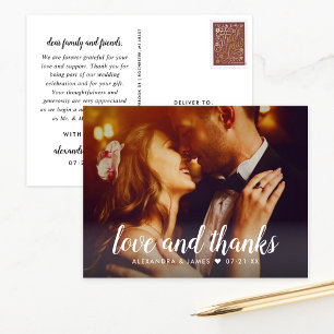 Foto van Love and Bedankt Script Weduwen Hartelijk Briefkaart