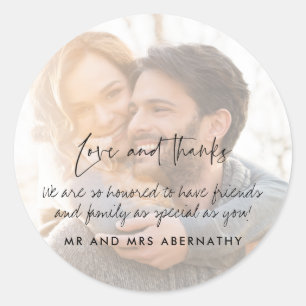 Foto van Love and Bedankt Wedding Favor Ronde Sticker