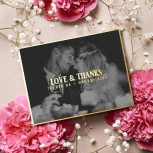 Foto van Love and Bedankt Wedding Overschrijding Folie Feestdagen Briefkaart