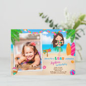 Foto van Luau verjaardagsuitnodiging Tropisch stra Kaart (Staand voorkant)