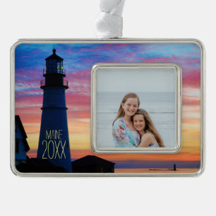 Foto van Maine Lighthouse Verzilverd Kader Ornament
