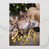 Foto van Meowy and Bright Script Cat Folie Feestdagenkaart (Voorkant)
