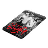Foto van Merry and Bright Bold Red Script Holiday Magneet (Linkerzijde)