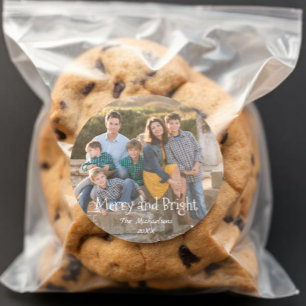 Foto van Merry and Bright Family Ronde Sticker