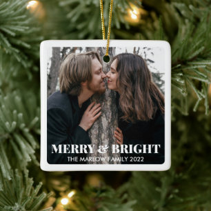 Foto van Merry and Bright Modern met kerstparen Keramisch Ornament