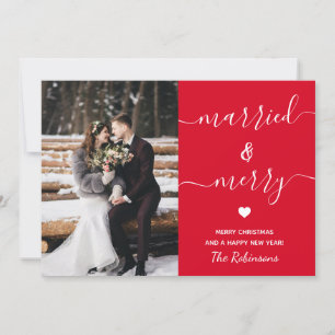 Foto van Merry and Married Red Kerstfeestay Feestdagenkaart