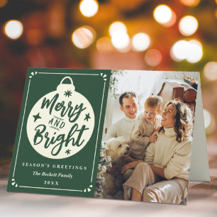 Foto van Merry & Bright Modern Kerstmis Bauble Feestdagen Kaart