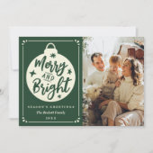 Foto van Merry & Bright Modern Kerstmis Bauble Feestdagenkaart (Voorkant)