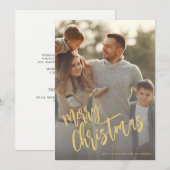 Foto van Merry kerstfaux Gold script Feestdagenkaart (Voorkant / Achterkant)