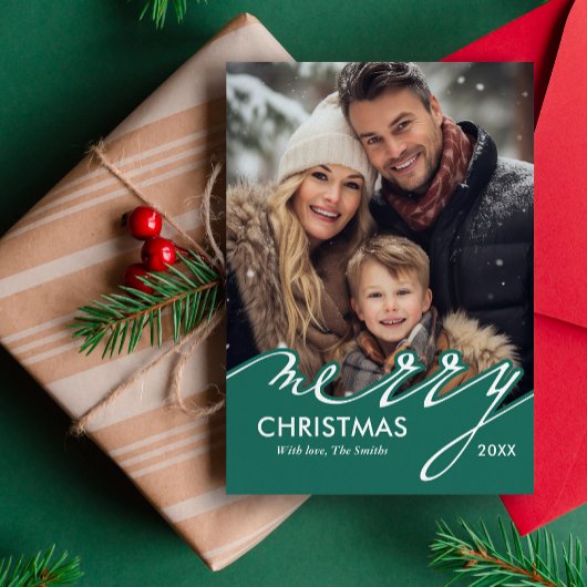 Foto van Merry Kerstscript Feestdagenkaart