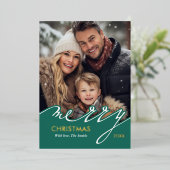 Foto van Merry Kerstscript Folie Feestdagenkaart (Staand Voorkant)