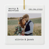 Foto van Merry & Married First Kerstbruiloft Keramisch Ornament (Achterkant)