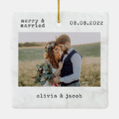 Foto van Merry & Married First Kerstbruiloft Keramisch Ornament (Achterkant)