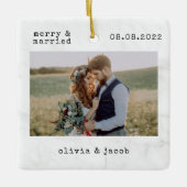 Foto van Merry & Married First Kerstbruiloft Keramisch Ornament (Voorkant)