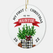 Foto van mijn eerste kerstfeest als tante keramisch ornament (Links)