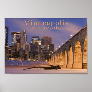 Foto van Minneapolis Minn Skyline Stone Arch Bri Poster