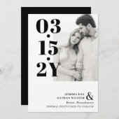 Foto van Modern Black Bold Typography Save The Date (Voorkant / Achterkant)