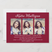 Foto van Modern Burgundy Graduation Party Kaart (Voorkant)