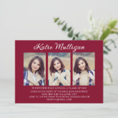 Foto van Modern Burgundy Graduation Party Kaart (Staand voorkant)