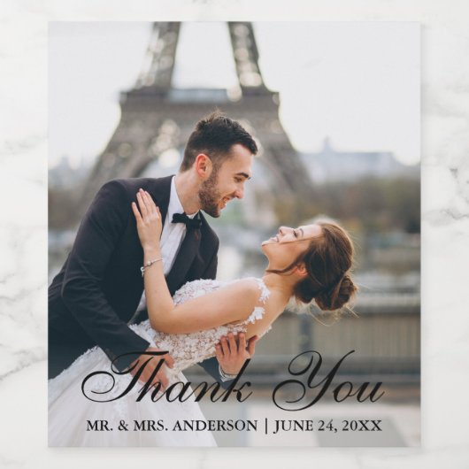 Foto van Modern en Elegant Wedding Hartelijk dank Wijn Etiket (Enkel label)