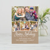 Foto van Modern Fun Calligraphy Kraft 4 Feestdagenkaart (Staand voorkant)