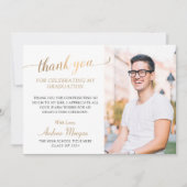 Foto van modern Gold Script Black & White Afstuder Bedankkaart (Voorkant)