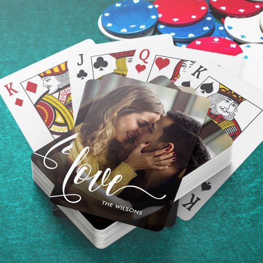 Foto van modern liefdesscript pokerkaarten