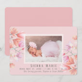 Foto van Modern Pink Floral Baby Girl Aankondiging (Voorkant / Achterkant)