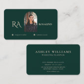 Foto van Modern Professional Emerald Green Monogra Visitekaartje (Voorkant / Achterkant)