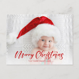 Foto van modern Red Merry Kerstmis Briefkaart