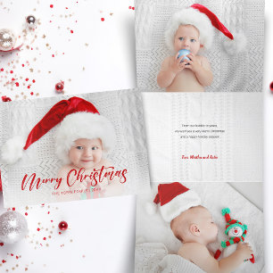Foto van modern Red Merry Kerstmis Drieluik Wenskaart