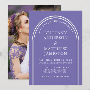 Foto van Modern Stylish Arch Wedding Periwinkle Kaart