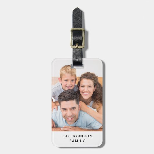 Foto van moderne familie bagagelabel (Voorkant verticaal)