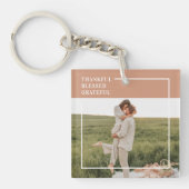Foto van moderne familie | Dankful Blessed Gratefu Sleutelhanger (voorkant)