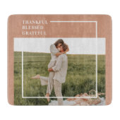 Foto van moderne familie | Dankful Blessed Gratefu Snijplank (Voorkant)